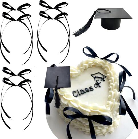 فئة 2025، تزيين الكيك، قوس تهنئة لعيد الميلاد مع قبعة التخرج، قوس التخرج لحفلة تحت عنوان التهنئة (أسود) in Kuwait
