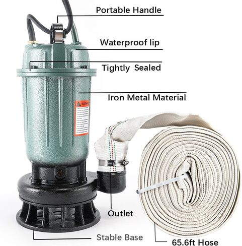 1HP Submersible Sewage Pump,220V-240V 4000GPH Sump Pump Dirty Clean Water Pump with Float Switch,2pc NPT connectors,for Pools,Garden,Pond,Irrigation,Flooded Areas in Kuwait