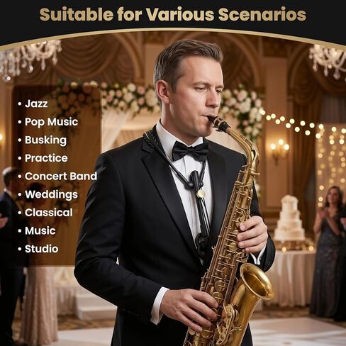 Saxophone Harness, Adjustable Double Shoulder Neck Strap, 360 Swivel & Metal Snap Hook, Comfortable Sax Strap for Alto, Soprano and Baritone Sax, Black in Kuwait