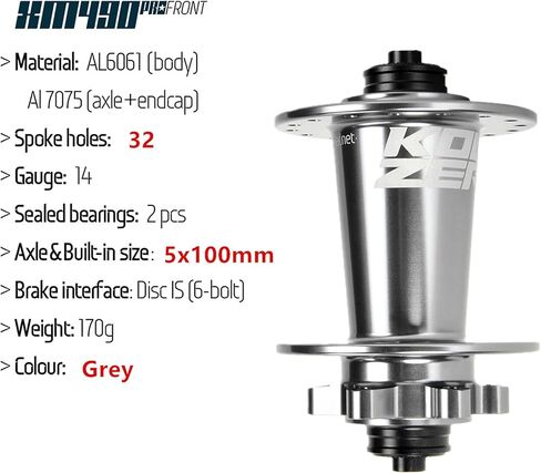 مجموعة محور الدراجة الجبلية BestParts XM490 PRO MTB 6 مسامير و32 فتحة سريعة الإصدار (QR) محور فرامل قرصية HG بديل لسرعة Shimano 8-11 وSRAM 8-10 سرعة، 5x100 مم/5x135 مم، رمادي in Saudi Arabia
