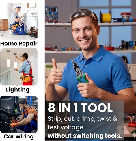 أداة تعرية أسلاك 8 في 1 مع جهاز اختبار الجهد الكهربي وأدوات المكشكش الكهربائية، أداة تعرية الأسلاك الكهربائية، أدوات قطع الأسلاك واختبار الكهرباء، الفقرة الكهربائية in Kuwait