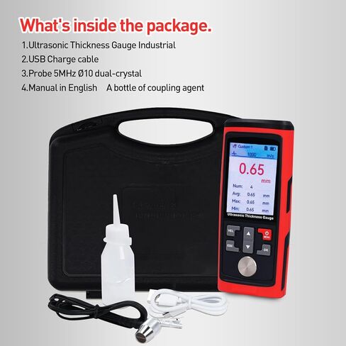 Ultrasonic Metal Thickness Gauge, Metal Gauge Thickness Tool, Measurement Range 1MM to 300MM, 0.01MM Resolution, Measuring 882X / Steel, Metal, Plastic, Glass, PVC, Pipes Thickness,Auto Calibration in Saudi Arabia