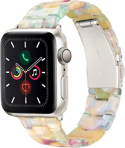 HOPO متوافق مع سوار ساعة Apple 38 مم 40 مم 41 مم 42 مم 44 مم 45 مم 49 مم سوار رفيع من الراتنج الخفيف مع إبزيم من الفولاذ المقاوم للصدأ بديل لسلسلة iWatch SE Series 9 8 7 Ultra 6 5 4 3 2 1 للنساء والرجال in Kuwait