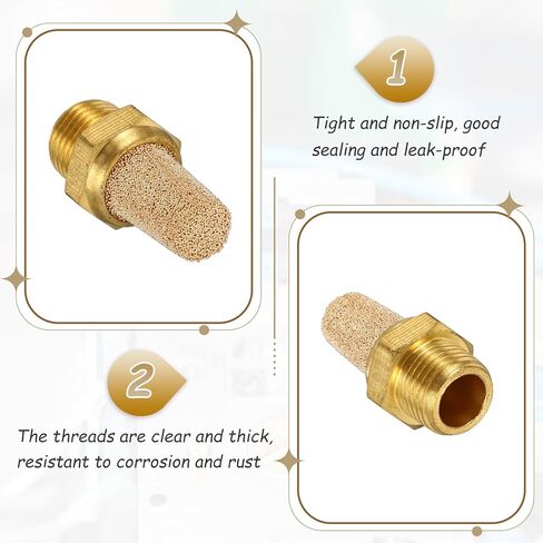 MECCANIXITY 4pcs Male Air Pneumatic Mufflers 1/8" NPT Male Sintered Bronze Muffler Air Line Fittings for Pneumatic Tool and Industrial Machinery in Saudi Arabia
