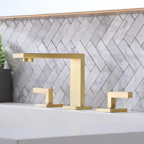 vccucine صنبور الحمام الأسود 3 حفرة، 8 بوصة واسعة النطاق مربع شلال الحمام بالوعة الحنفية، ماتي الأسود الغرور صنابير الحمام للغرور، مرحاض، التجارية مع يطفو على السطح استنزاف وخطوط العرض in Kuwait