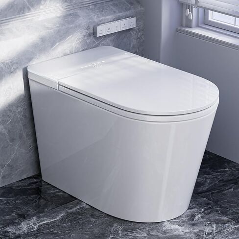 Smart Toilet with Bidet Built in, Electric Bidet Toilet with Auto Lid Opening, Bidet with Heated Seat, Warm Water & Dryer, Auto Flushing, Night Light, Elongated in Saudi Arabia