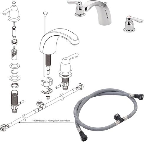 طقم خرطوم بديل متوافق مع طقم خرطوم بديل لصنبور حوض الحمام واسع الانتشار Moen 114299 مع وصلات Duralock in Kuwait