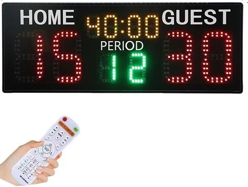 hinhoo Battery Powered LED Digital Scoreboard with Timer Clock, Tennis Score Keeper for Net, Digital Scoreboard with Remote for Basketball/Baseball/Volleyball/Cornhole,Scoreboard in Kuwait