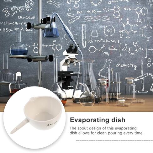Porcelain Evaporating Dish with Handle for Laboratory and School Use Spout Design for Easy Pouring Suitable for Evaporating Concentrating and Drying Solids in Saudi Arabia