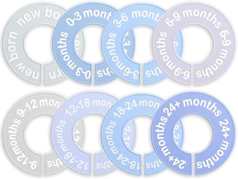 8 Pcs Baby Closet Dividers, Baby Clothes Dividers for Closet Clothes Size Multicolor Divider Round Labels for Sorting From Newborn to 12+ Months Fits 1.5" Rod Organize Nursery Hangers in Saudi Arabia
