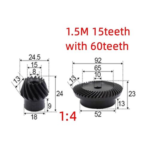 الصلب الثقيلة موتور ترس ترس 2 قطعة 1.5 متر 15T إلى 60T ترس مخروطي حلزوني M1.5 معامل 1:4 90 درجة تفاضلية نفس نسبة القطر 8 مللي متر 10 مللي متر حفرة in Saudi Arabia