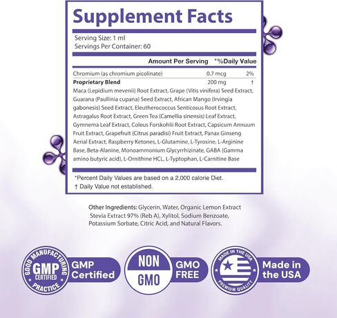 قطرات جيلاتيد السائلة بمستخلصات نباتية - تركيبة طبيعية مع الماكا، ومستخلص بذور العنب، والكروم ومزيج الأعشاب - غير معدلة وراثيًا، وخالية من المنشطات - صنع في الولايات المتحدة الأمريكية - 2 أونصة سائلة، 60 حصة، كمية تكفي لمدة شهر واحد in Kuwait