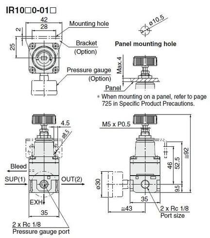 النوع منظم الضغط الدقيق IR1000-01BG منظم مع مقياس وقوس التحكم munal 0.005-0.2Mpa in Kuwait