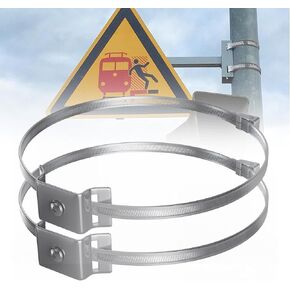 Adjustable Sign Mounting Brackets for Larger Diameter Poles, Sign Mounting Hardware for Light Poles, Street Sign Holder Bracket, Pole Clamps Brackets with Stainless Steel Straps -8 Set in Saudi Arabia