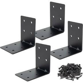 4 بوصة × 4 بوصة × 3-1/8 بوصة دعامة زاوية L من الفولاذ شديد التحمل، دعامة دعم 90 درجة للعوارض الخشبية، أرفف البرجولات والأثاث، سمك 0.12 بوصة، أقصى تحميل 160 رطل، 4 عبوات in Kuwait