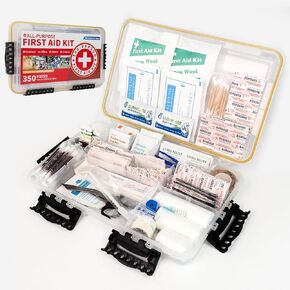 Prelady-350 قطعة من مجموعة الإسعافات الأولية للطوارئ متعددة الأغراض تتسع لـ 100 شخص - علبة بلاستيكية مقاومة للماء | منظمة بشكل واضح للاسترجاع السريع | مثالي للمنزل والعمل ومكان العمل والقوارب والسفر والخارج والسيارة in Kuwait
