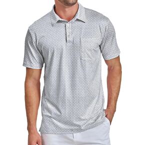Mens Golf Shirts Short Sleeve Print Patterns Performance Moisture Wicking Dry Fit Polo Shirt in Kuwait