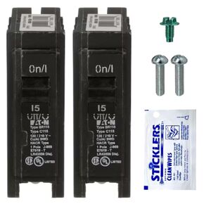 طقم قواطع دوائر Eaton BR120 BR Series 20 أمبير (عبوة من قطعتين)، قطب واحد، 20 أمبير، 120/240 فولت، 10 كيلو أمبير، وصلة لصندوق لوحة مركز التحميل من النوع BR، بديل جديد in Kuwait