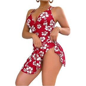 Floerns Women's One Piece Swim Dress Swimsuit Floral Tummy Control Swimdress Skirt in Saudi Arabia
