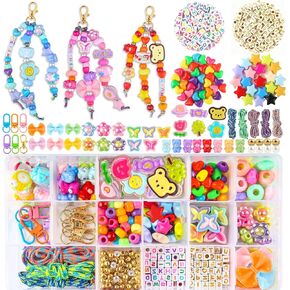 Ecoofor 487 PCS Beaded Keychain Making Kit, Acrylic Letter Beads with Heart, Star & Flower Charms for DIY Jewelry, Bag Accessories & Crafts for Women in Kuwait