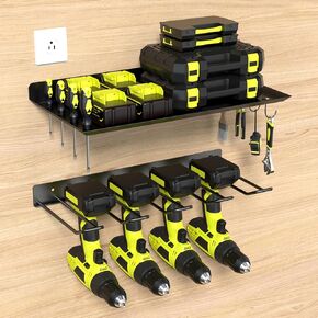 KSVO Wall Mount Power Tool Organizer, Metal Drill Holder for Garage, Workshop, and Shed, Heavy Duty Tool Storage Rack for Handheld & Cordless Tools (Black) in Saudi Arabia