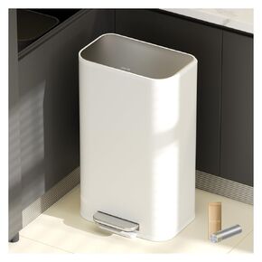 Kitchen Bathroom (8 Gallon/30 Liter) Trash Can - Stainless Steel Garbage Cans with Foot Pedal, Recycling Bin with Lid for Office Bathroom Decor (White) in Kuwait