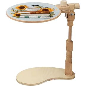 Adjustable Embroidery Hoop Stand Cross Stitch Stand Lap, Beech Wood Embroidery Hoop Holder Frame, Rotated Needlepoint Frame Stand for Art Craft Sewing Needlework Projects in Kuwait