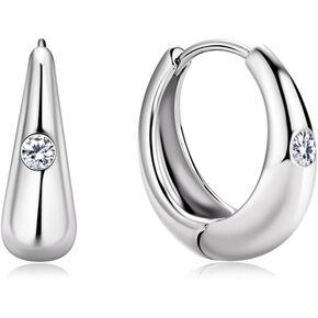 14K Gold Over S925 Sterling Silver D-Color VVS1 Clarity Diamond Hoop Earrings for Women, Ideal Gift Birthday for Her in Kuwait