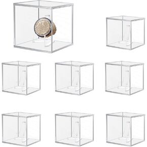 8 PCS Championship Ring Display Case, Clear Championship Ring Holder Box, Plastic Display Easel Coin Stand Holder, Single Stand 1 Slot Ring Hole Storage Box for Jewelry Sport Ring Candy, 2.16 Inch in Kuwait