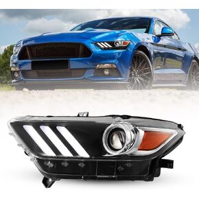 ROXX Projector Headlight Assembly w/LED DRL Fit for 2015-2017 Ford Mustang / 2018-2020 Ford Mustang Shelby OE Style Headlamp Driver Left Side Replacement in Kuwait