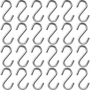 304 Stainless Steel S Hooks, 1.6 inch Heavy Duty S Hook, Stainless Steel Metal Hook, Hanging Hooks for Hanging Hammock Stand, Swing, Plants, Chain Hardware(30 PCS, Silver) in Kuwait