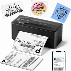 طابعة ملصقات شحن حرارية بلوتوث، طابعة ملصقات لاسلكية 4x6 للأعمال الصغيرة والحزمة، متوافقة مع iPhone Android Windows Mac، تستخدم على نطاق واسع لـ Amazon Shopify USPS، أبيض نقي in Kuwait