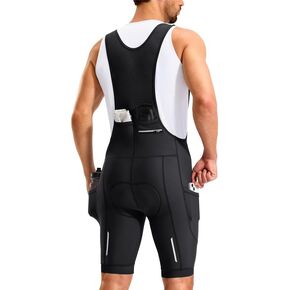 Bikewa مرايل ركوب الدراجات للرجال 4D مبطن شورت الدراجة مع مقابض الساق المضادة للانزلاق لركوب الدراجات مريلة السراويل الخلفية 2 + 1 جيوب بسحاب UPF50 + in Kuwait