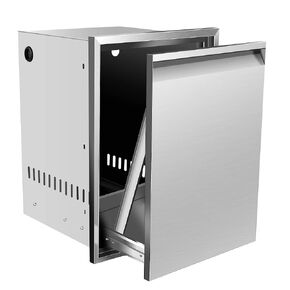 Pull Out Trash Drawer, 14''W x 27''H x 20''D Stainless Steel Built-in Single Trash Drawer Outdoor Kitchen Cabinets Trash Bin for BBQ Island Grill Station in Kuwait