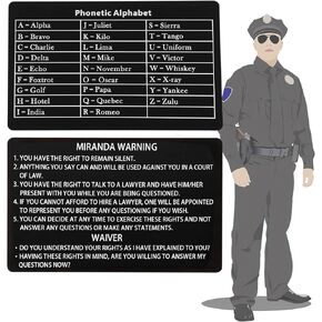 3 PCS Metal Miranda Warning Card/Phonetic Alphabet Military/Military/Sheriff/Police, Miranda Rights Card Phonetic Alphabet Police Horz Ref Badge Security (Black) in Saudi Arabia
