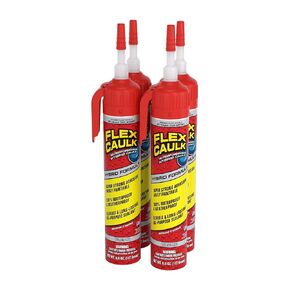 Flex Caulk، مانع تسرب بوليمر هجين مقاوم للماء ومقاوم للعوامل الجوية، قوي، قابل للطلاء، داخلي، خارجي، حمام، دش، حوض، نافذة، ألواح أساسية، باب، عربة سكن متنقلة، سقف، خشب، سيارات وبحري، شفاف، 6.6 أونصة، علبة مكونة من 4 in Kuwait