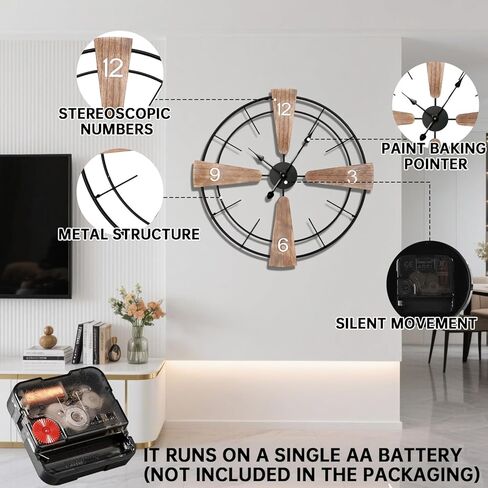 FILLOVE Large Gold Wall Clock, Metal Creative Cosmic Star Quartz Clock with Silent Movement Wall Clock for Living Room, Bedroom, Office in Kuwait