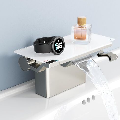 EMBATHER Matte Black Bathroom Faucet with Storage Platform for Bathroom Sink - NSF Certified 4 Inch 2 Handle Basin Faucet, Widerspread Bathroom Sink Faucet in Saudi Arabia