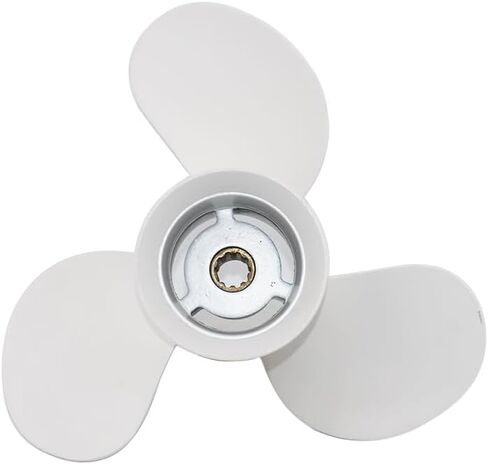 المروحة الخارجية 9 7/8 القطر × 9 بوصة 10 1/2 بوصة 11 1/4 بوصة 12 بوصة 13 بوصة 14 بوصة، سلسلة F، 10 أسنان متوافقة مع محركات Yamaha F20 F25 20 25 30 HP الخارجية، دعامات محرك قارب من الألومنيوم، 3 شفرات، RH in Kuwait