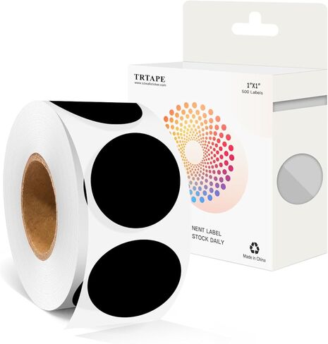 1 Inch Color Coding Labels - Round Color Code Dot Stickers, 500 PCS Circle Labels for Organization, Inventory, Filing System, Easy Write Surface (Black) in Kuwait