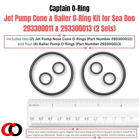 Captain O-Ring - مخروط مضخة نفاثة ومجموعة حلقة O-Ring لـ Sea Doo 293300011 و293300013 (مجموعتان) in Saudi Arabia