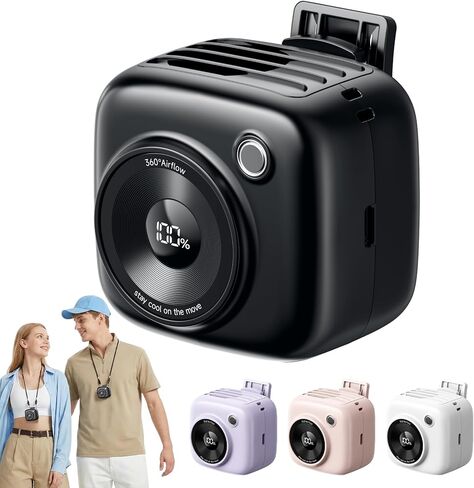 مروحة خصر محمولة، مروحة يمكن ارتداؤها قابلة لإعادة الشحن مع شاشة LED، 3 سرعات، بطارية 3000 مللي أمبير في الساعة، وقت تشغيل 10 ساعات، تدفق هواء توربو 14500 دورة في الدقيقة، مشبك على الحزام/القميص/القبعة، مروحة للرقبة للسفر، في الهواء الطلق، هدية للرجال - ع in Kuwait