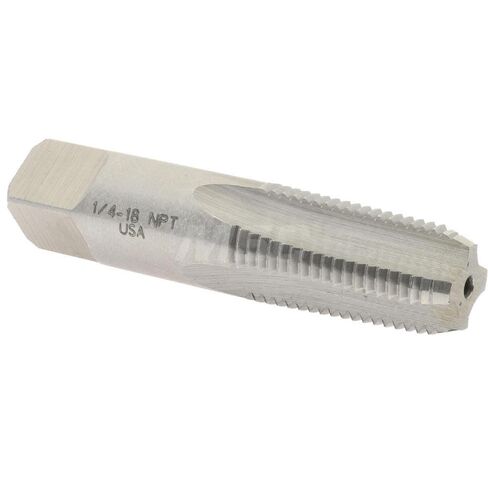 حنفية أنابيب Hertel القياسية، 1/4-18 NPT، 4 مزامير، فولاذ كربوني، لمسة نهائية لامعة/غير مطلية، 2-7/16 بوصة OAL in Saudi Arabia