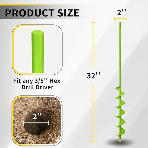 مثقاب مثقاب مقاس 2 × 32 بوصة للزراعة، مثقاب حديقة لزراعة المصابيح مع مثقاب لمحرك سداسي مقاس 3/8 بوصة in Saudi Arabia