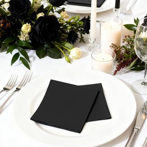 Ginkgo 100 Pack Cocktail Napkins, 2-Ply Disposable Black Paper Napkins Bulk for Wedding, Bar, Beverage, Party and Dessert in Kuwait