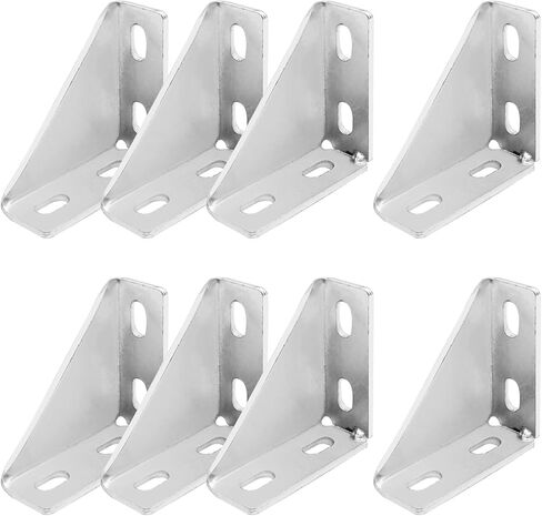 Saihisday 8 PCS 90 Degree Gusseted Fittings 4 Hole Right Angle Connector Carbon Steel Connector Brackets for 1-5/8" Channel 4" x 4" x 1-1/2" Gusset Corner Brace Fasteners in Saudi Arabia