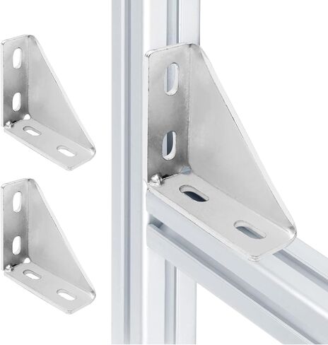 Saihisday 8 PCS 90 Degree Gusseted Fittings 4 Hole Right Angle Connector Carbon Steel Connector Brackets for 1-5/8" Channel 4" x 4" x 1-1/2" Gusset Corner Brace Fasteners in Saudi Arabia