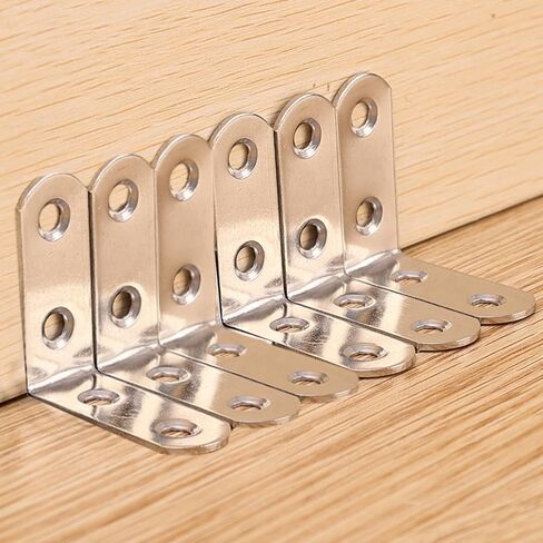 6PCS 90° Angle Corner Brackets Stainless Steel Corner Brace Fastener Wall Bracket Connector for Shelves Cabinet with Screws,4x4cm in Saudi Arabia
