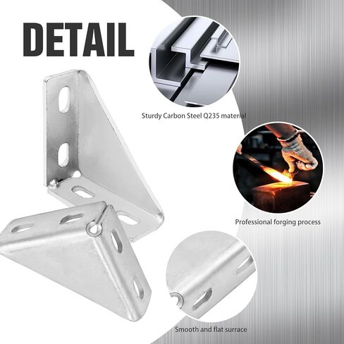 Saihisday 8 PCS 90 Degree Gusseted Fittings 4 Hole Right Angle Connector Carbon Steel Connector Brackets for 1-5/8" Channel 4" x 4" x 1-1/2" Gusset Corner Brace Fasteners in Saudi Arabia