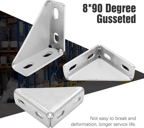 Saihisday 8 PCS 90 Degree Gusseted Fittings 4 Hole Right Angle Connector Carbon Steel Connector Brackets for 1-5/8" Channel 4" x 4" x 1-1/2" Gusset Corner Brace Fasteners in Saudi Arabia